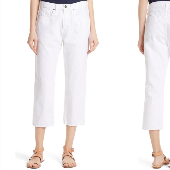 Frame Denim Denim - Frame Le Stevie Straight Leg Cropped White Jeans